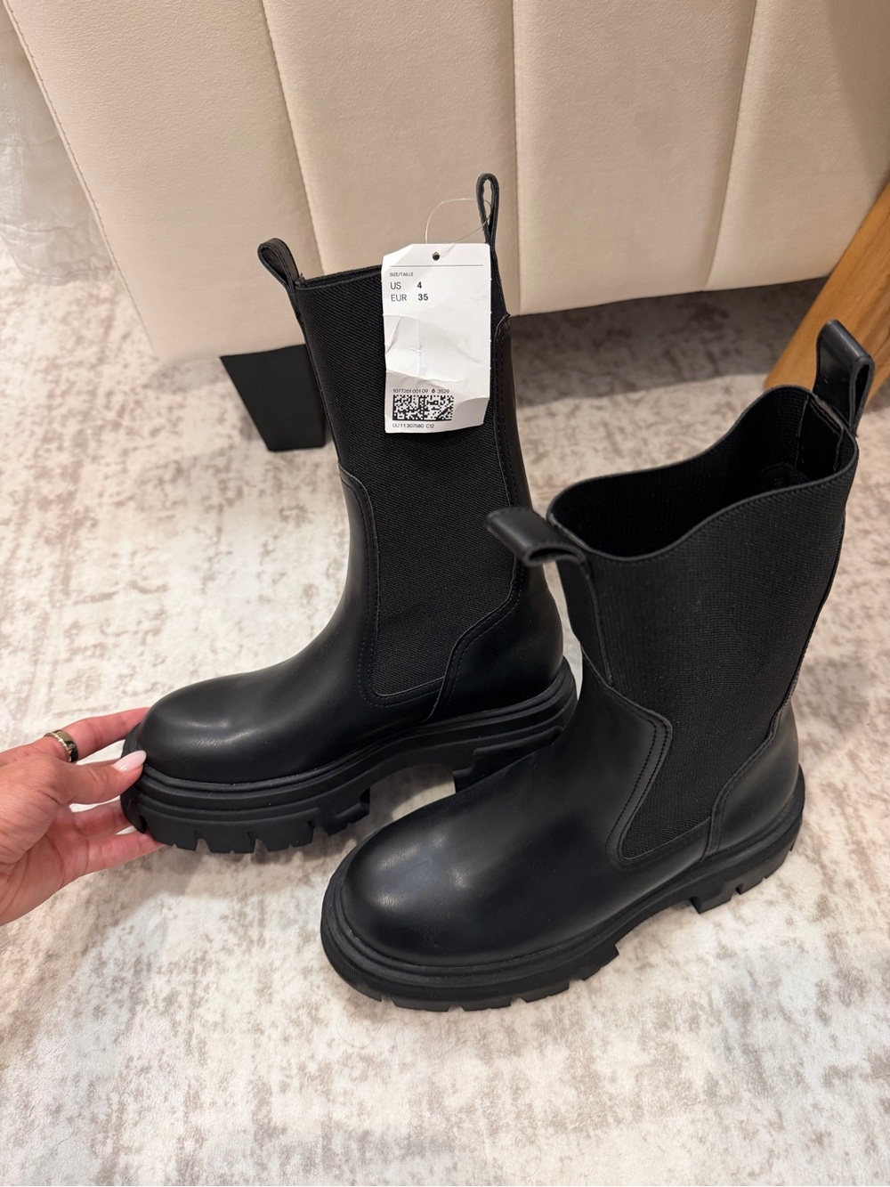 Black Chunky Chelsea Boots for Women